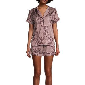 Averie Two-Piece Tiger Sketch Shorts Pajama Set [Small]